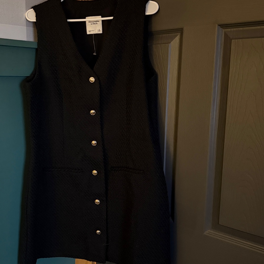 NEW! Abercrombie & Fitch Black Button Up Dress with Gold